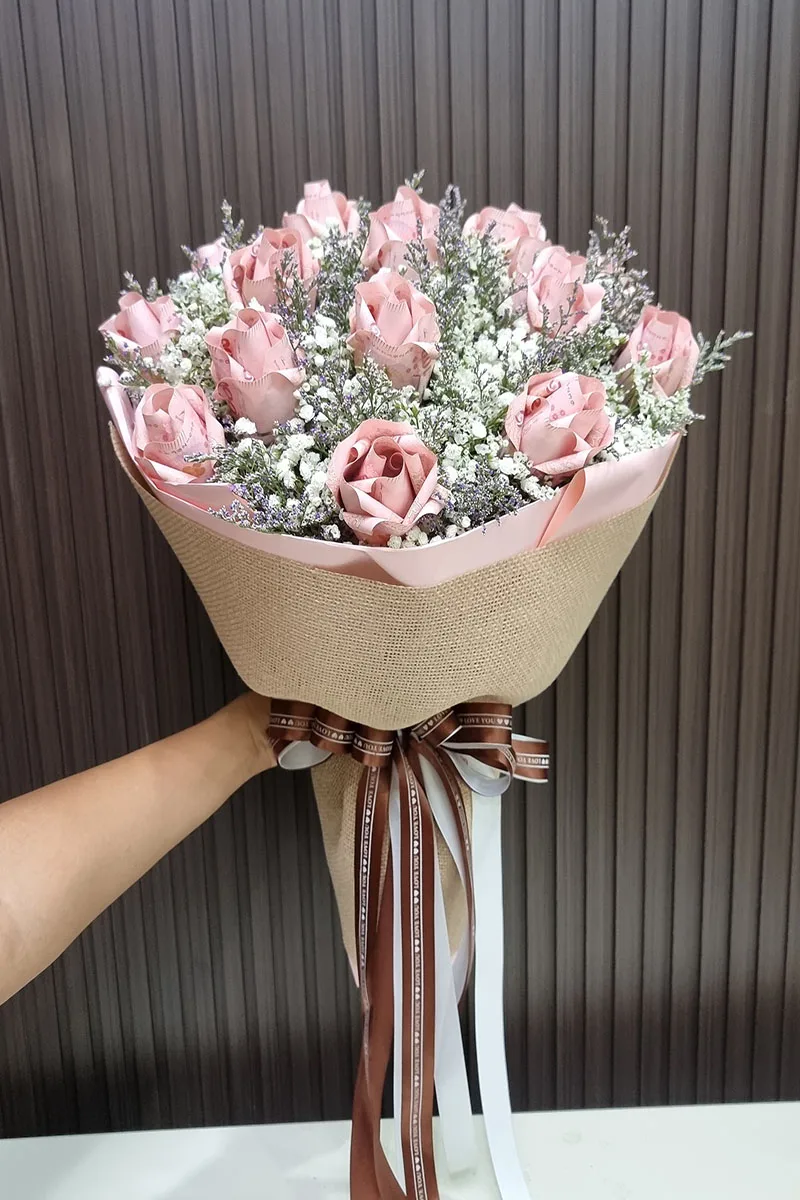 ช่อแบงค์ร้อยพับดอกกุหลาบ ช่อแบงค์ร้อยพับดอกกุหลาบ