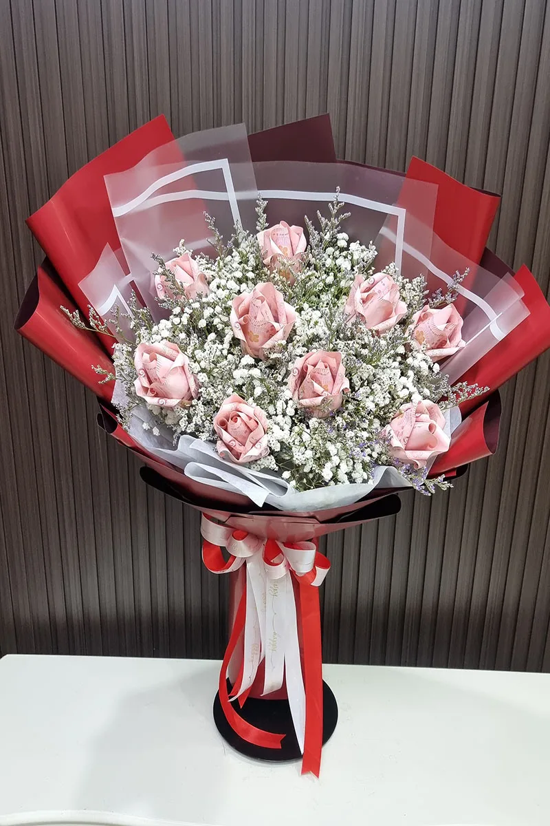 ช่อแบงค์ร้อยพับดอกกุหลาบ ช่อแบงค์ร้อยพับดอกกุหลาบ