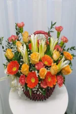 กระเช้าดอกไม้สีส้ม-YB1004 - Image 3