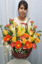 กระเช้าดอกไม้สีส้ม-YB1004 - Image 2