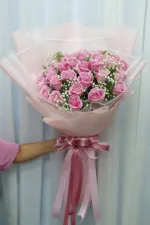 ช่อดอกกุหลาบสีชมพู