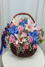 กระเช้าดอกไม้สีฟ้าเข้ม-BB1001 - Image 3