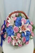 กระเช้าดอกไม้สีฟ้าเข้ม-BB1001 - Image 2