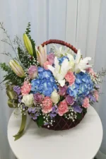 กระเช้าดอกไม้สีฟ้าสด-BB1003 - Image 2