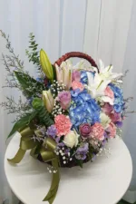 กระเช้าดอกไม้สีฟ้าสด-BB1003 - Image 4