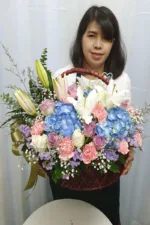 กระเช้าดอกไม้สีฟ้าสด-BB1003 - Image 3