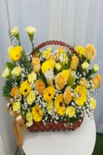 กระเช้าดอกไม้สีเหลืองสด-YB1001 - Image 2