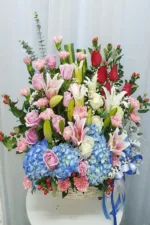 กระเช้าดอกไม้สีฟ้าสดใส-BB1002 - Image 2