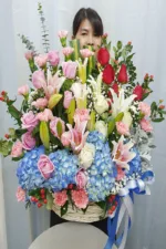 กระเช้าดอกไม้สีฟ้าสดใส-BB1002 - Image 3