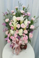 กระเช้าดอกไม้สีชมพูอ่อน-PB1007 - Image 3