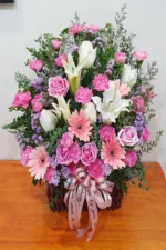 กระเช้าดอกไม้สีชมพูสด-PB1002 - Image 2