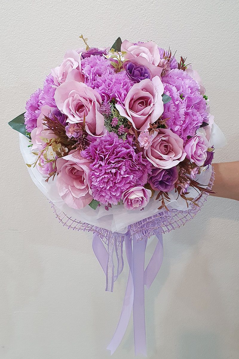 ช่อดอกไม้ประดิษฐ์โทนสีม่วง ช่อดอกไม้ประดิษฐ์สีม่วง
