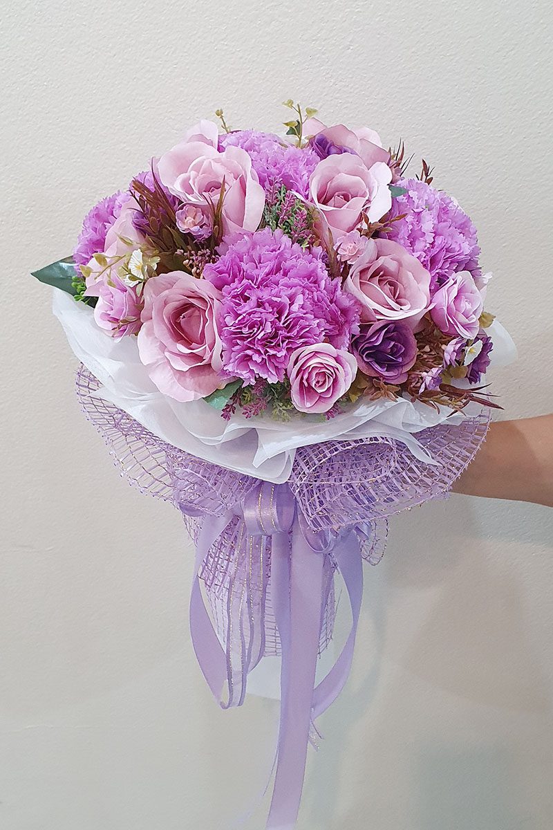 ช่อดอกไม้สีม่วง ช่อดอกไม้ประดิษฐ์สีม่วง