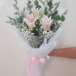 ช่อดอกลิลลี่ชมพู3ดอก