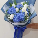 ช่อดอกไฮเดรนเยียสีฟ้า