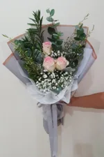 ช่อดอกกุหลาบชมพู3ดอก