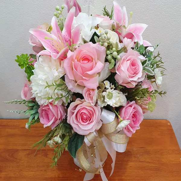 แจกันดอกไม้ประดิษฐ์ใบเล็ก