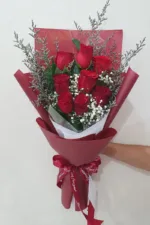 ช่อดอกกุหลาบแดง8ดอก