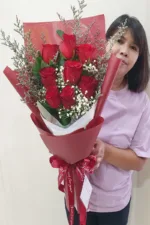 ช่อดอกกุหลาบแดง8ดอก