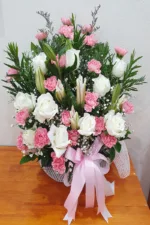 กระเช้าดอกไม้สีชมพู-PB1008 - Image 2