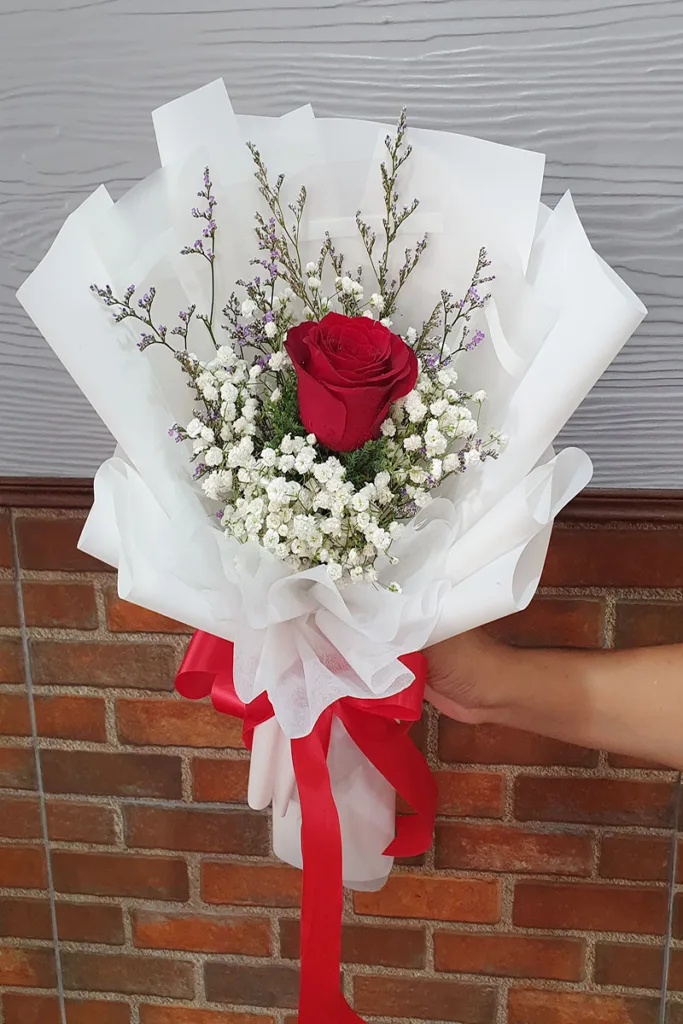 ช่อดอกกุหลาบแดง1ดอก