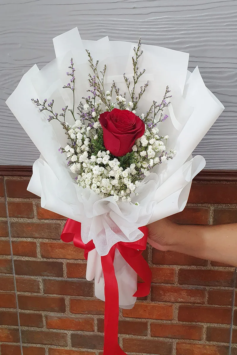 ช่อดอกกุหลาบแดง1ดอก