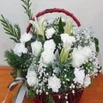 กระเช้าดอกไม้สีขาว กระเช้าดอกไม้ราคาถูก