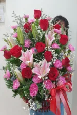 กระเช้าดอกไม้สีแดง-BR1004 - Image 3