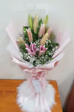 ช่อดอกลิลลี่สีชมพู10ดอก