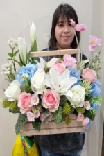 กระเช้าดอกไม้ประดิษฐ์-AB1002 - Image 2