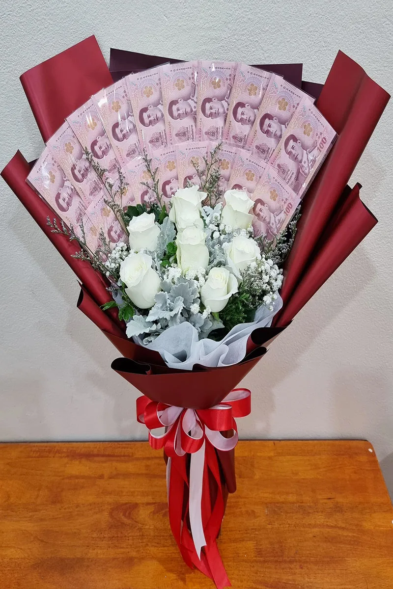 ช่อดอกไม้เรียงแบงค์