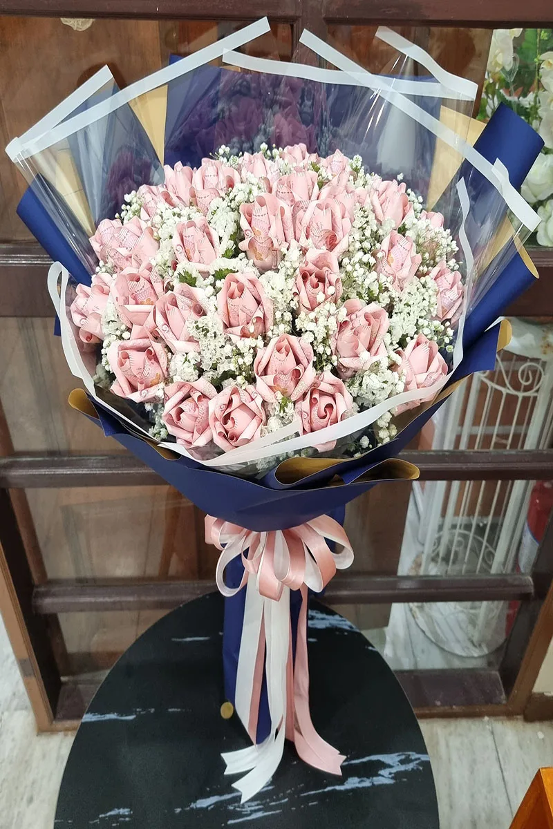 ช่อแบงค์พับดอกกุหลาบ