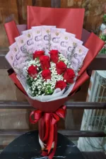 ช่อเรียงแบงค์ในช่อดอกกุหลาบ