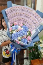 ช่อดอกไม้สดเรียงแบงค์