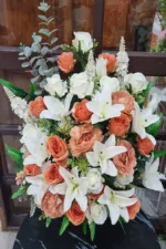 กระเช้าดอกไม้ประดิษฐ์สีส้ม-AB1001 - Image 3