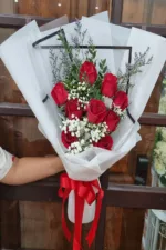 ช่อดอกกุหลาบแดง9ดอก