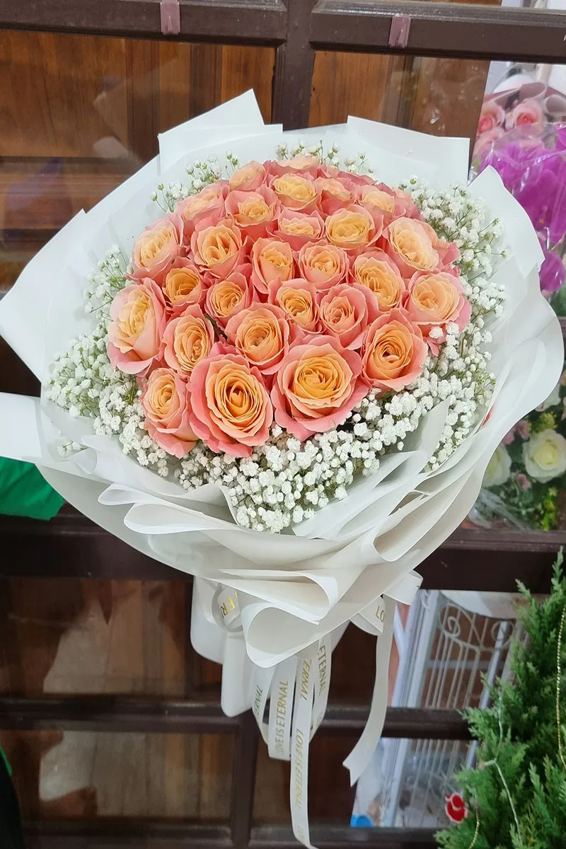 ช่อดอกกุหลาบสีส้ม