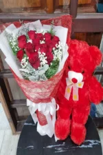 ช่อดอกไม้กับตุ๊กตาหมี-TR1003 - Image 3