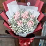 ช่อแบงค์ร้อยพับดอกกุหลาบ5ดอก