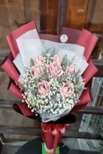 ช่อแบงค์ร้อยพับดอกกุหลาบ5ดอก