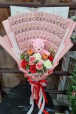 ช่อเรียงแบงค์ตุ๊กตาหมี