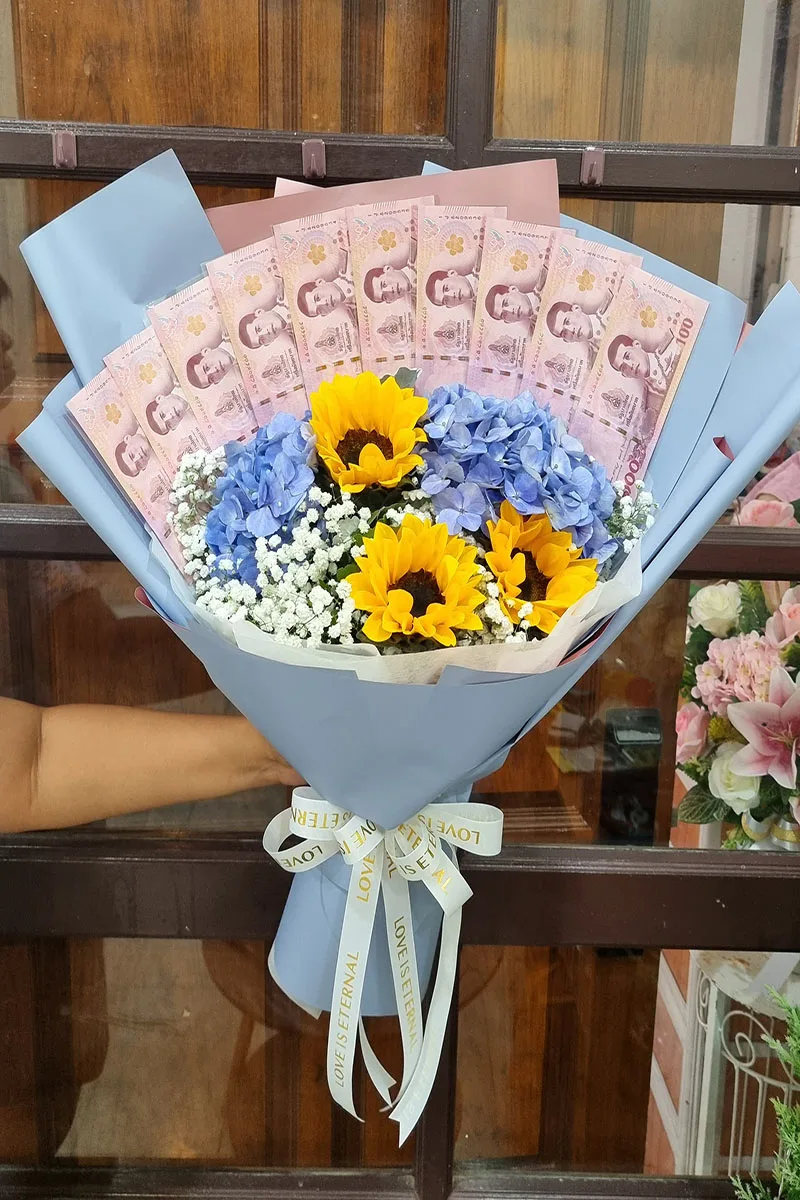 ช่อเรียงแบงค์ในช่อดอกทานตะวัน