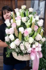 กระเช้าดอกไม้สีอ่อน-PB1009 - Image 4