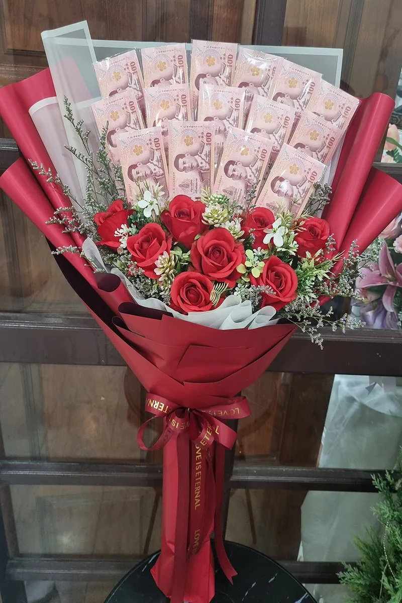 ช่อดอกไม้ประดิษฐ์เรียงแบงค์ ช่อดอกไม้เรียงแบงค์