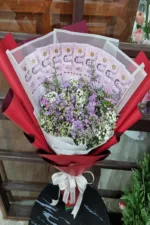 ช่อดอกไม้สดเรียงแบงค์