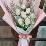 ช่อดอกกุหลาบชมพู7ดอก