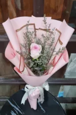 ช่อดอกกุหลาบสีชมพู1ดอก