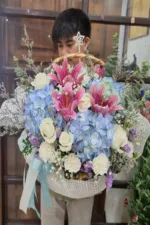 กระเช้าดอกไม้สีฟ้า-BB1006 - Image 2