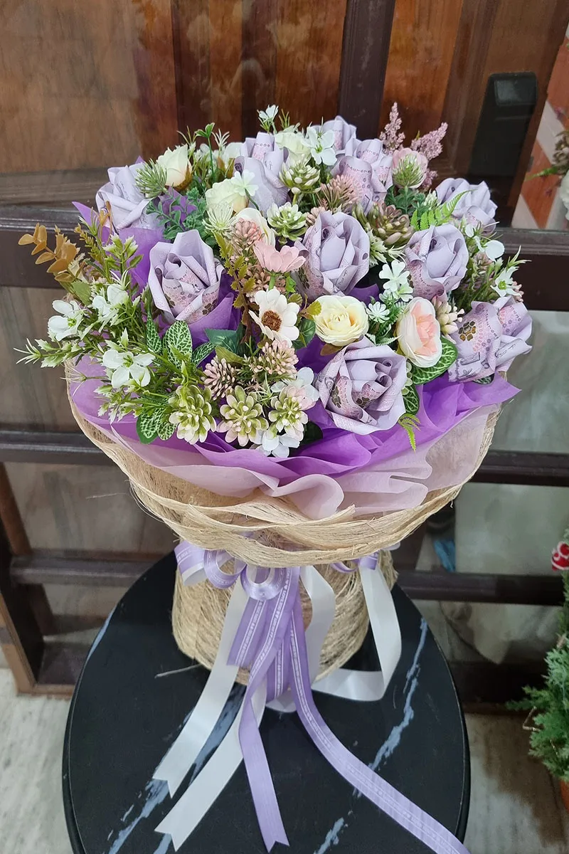 ช่อแบงค์500พับดอกกุหลาบ ช่อแบงค์พับดอกกุหลาบ