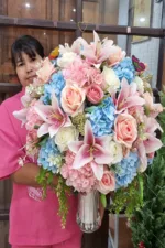 แจกันดอกไม้ประดิษฐ์สีชมพู-AL1007 - Image 3